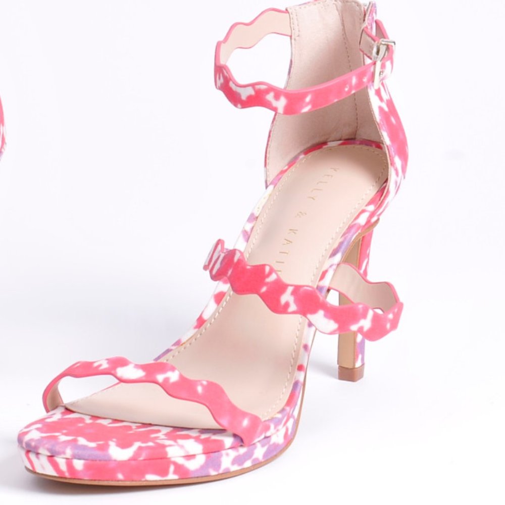 Kelly and Katie, Womens Pink Multi Strappy Zip Heels Shoes Size 7M - Picture 3 of 9